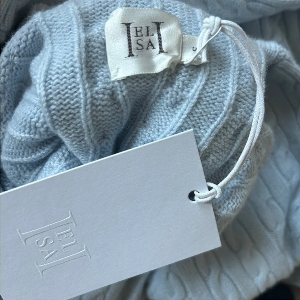 Helsa Shai Cable Knit Maxi Dress Pale Blue NWT - Picture 8 of 9